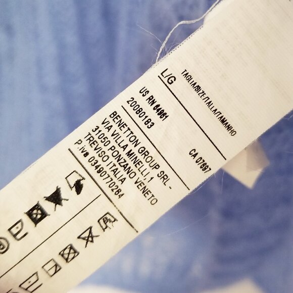 United Colors Of Benetton Sheer Mohair Blend Pullover Sweater L Periwinkle Blue - Picture 7 of 15